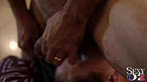 French amateur slut in lingerie gives blowjob and rimming in doggy style.