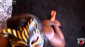 Masked Slut Endures Throat Fucking in POV