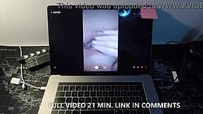 Spanish BBW milf with big tits and ass fucks fan on webcam in hot session