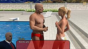 Alexandra explores erotic hentai in anime game