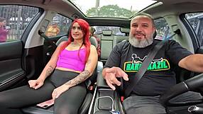 Strolling Sao Paulo streets with naked redhead in car