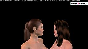 Wow! Animated 3D Lesbian Fun with Cute Girls Kissing and Rubbing
