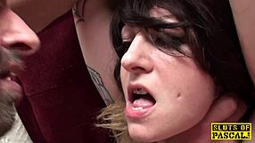 british bigtitted sub rides dominantly before squirting and getting facial