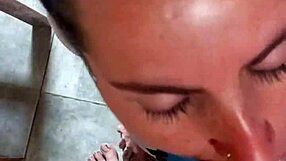 Blonde Girlfriend Giving Blowjob to Friend, Swallowing Cum as Liquid Lunch