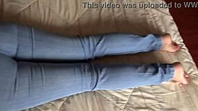 Mature latina takes off jeans for relaxation