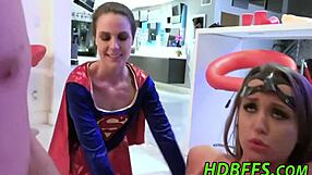 Can this cosplay teen 18+ handle riding dick and giving blowjob at the party?