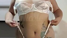 latina teasing in sexy white lingerie