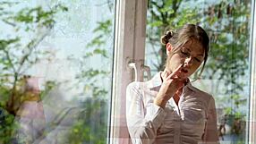 Rebecca Volpetti Inspects Plumber's Big Stiff Pipe