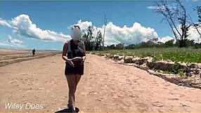 Wife Strips Nude for Football at Public Beach