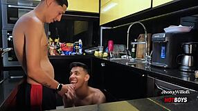 Tanned Bodybuilder Gives Intense Handjob Hidden