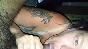 Watch this wife suck that monster cock! She's blowing it with pure hunger.