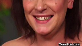 Unusual Centerfold Gets Cum Shot on Face Swallowing Every Drop