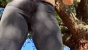 Naughty slut masturbates to orgasm outside!