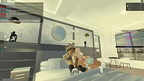 blonde bitch rides big black cock in roblox porn