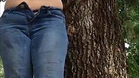 Naughty slut masturbates to orgasm outside!