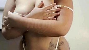 latina teasing in sexy white lingerie