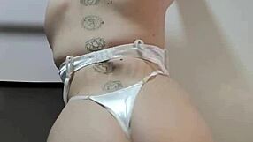 latina teasing in sexy white lingerie