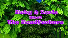 Sims 4 Ruby and Doris encounter the roadfuckers