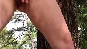 Naughty slut masturbates to orgasm outside!