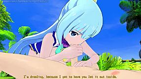 man, riding aqua konosuba in this hentai clip was quick and wild.