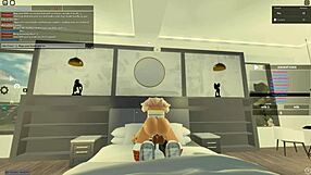 blonde bitch rides big black cock in roblox porn