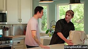 this closeted guy is fucking his cooking instructor in the kitchen! 😏🍆