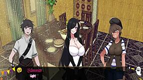 Horror mansion ep1 unfolds with a sneaky footjob under the table during gameplay.