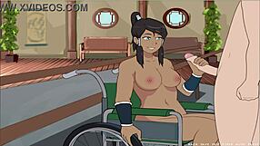 busty korra gives detailed handjob in four element trainer game