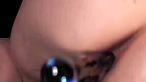 Maggie Green has short hair and she uses her finger to stimulate her anus