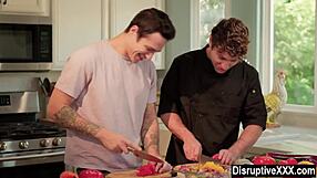 this closeted guy is fucking his cooking instructor in the kitchen! 😏🍆
