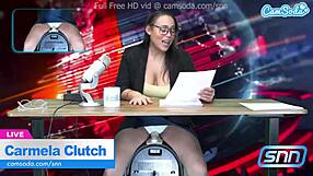 News Anchor Carmela Clutch Orgasms Live on Air with Sybian, Unbelievable!