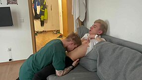 Twink Teen Licks Cum After Deep Blowjob