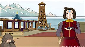 busty korra gives detailed handjob in four element trainer game