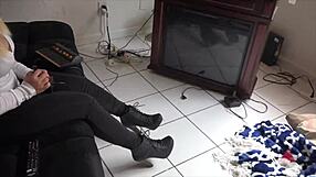 Milf Teases Cock with Boots