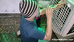 Indian wife bends over for electrician fixing water cooler during hot sex