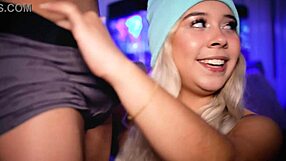 Watch horny blonde seduce cock up close.