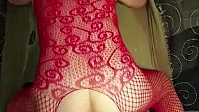 Blonde Slut Wife Passionately Fucks Large Double Dildo with Hairy Ass