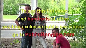 Pretty teen gets a hardcore public threesome with strangers