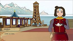 busty korra gives detailed handjob in four element trainer game