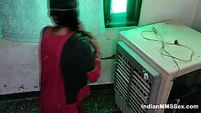 Indian wife bends over for electrician fixing water cooler during hot sex