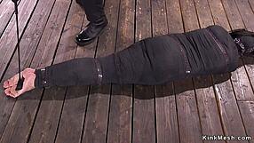 Bound Brunette Whipped in Rough Fetish Session