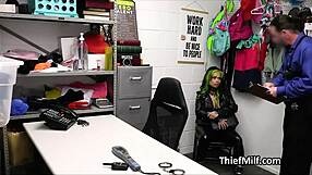 Hard Pounding for Curvy Leather-Clad Inked Milf at Work!