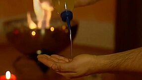 A couple enjoys a relaxing intimate massage with oiled bodies and pussy focus