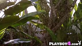 Cute Russian MILF Model Katya Clover Poses Outdoors, Exposing Her Wet Body in Softcore Scene