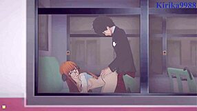 Futaba Sakura and Ann Takamaki fuck Ren Amamiya intensely