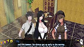 Horror mansion ep1 unfolds with a sneaky footjob under the table during gameplay.