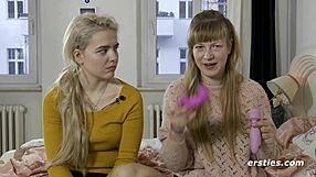 Amateur lesbians explore with anal and pussy toys for orgasm.