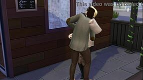 Having coffee with a friend, then a guy fucks the girl in the bathroom.