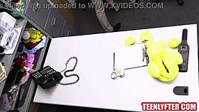 tattooed teen 18+ gets fucked hard by police in shop for stealing