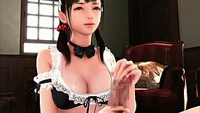 The naughty maid plays a teasing game in anime hentai